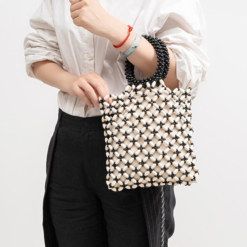 Handgewebte Rauten-Holzperlen Spirituelle Schmucktasche