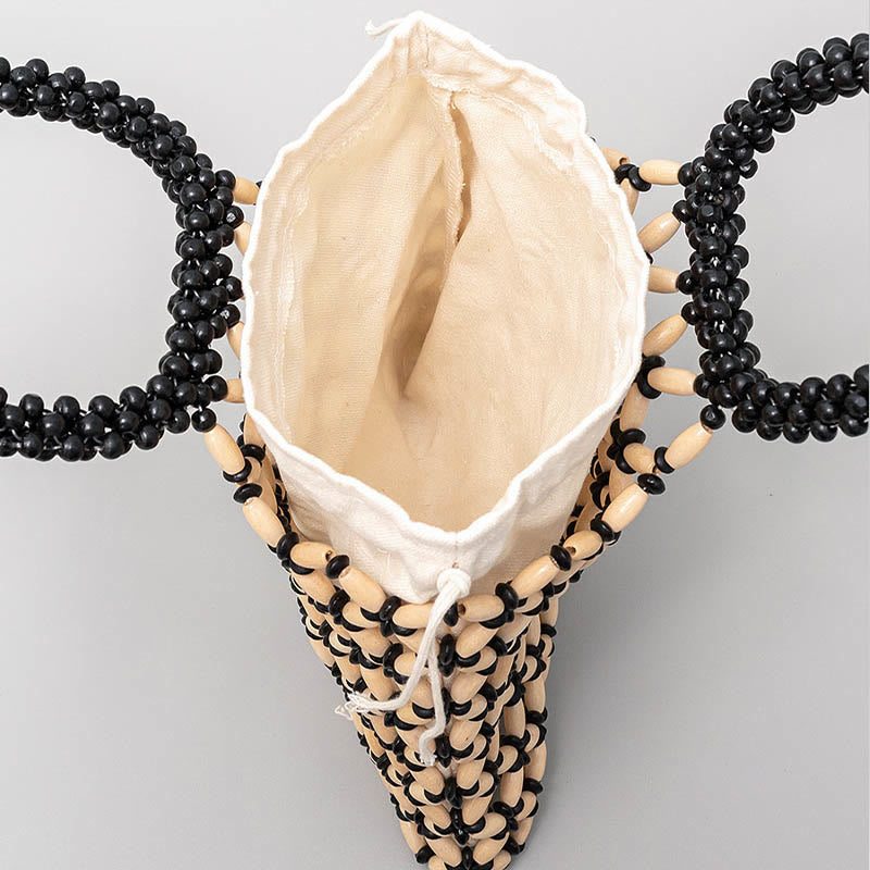 Handgewebte Rauten-Holzperlen Spirituelle Schmucktasche