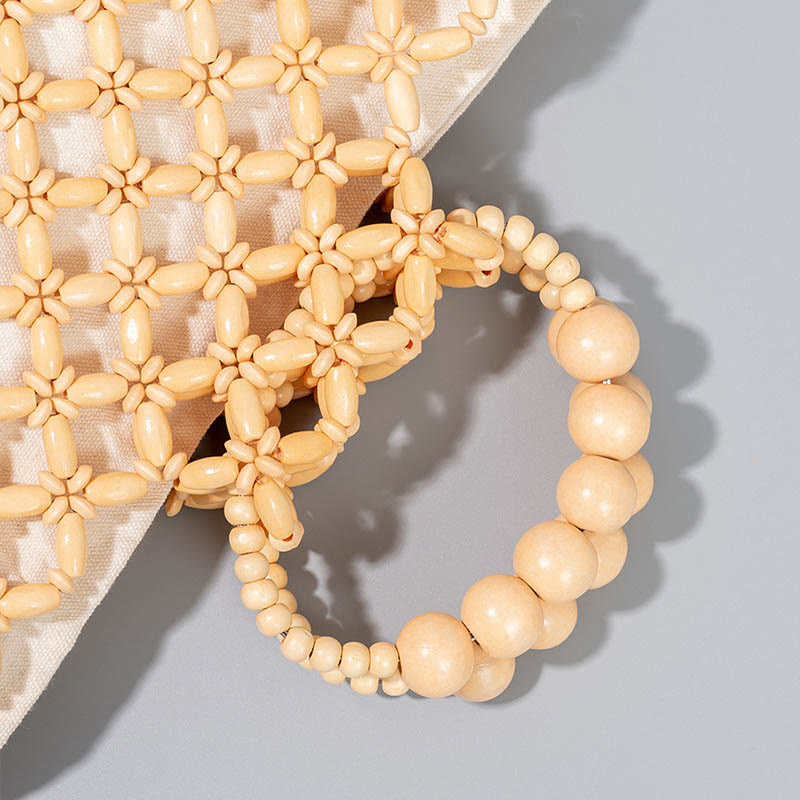 Handgewebte Holzperlentasche 30cm Umweltfreundliches Accessoire