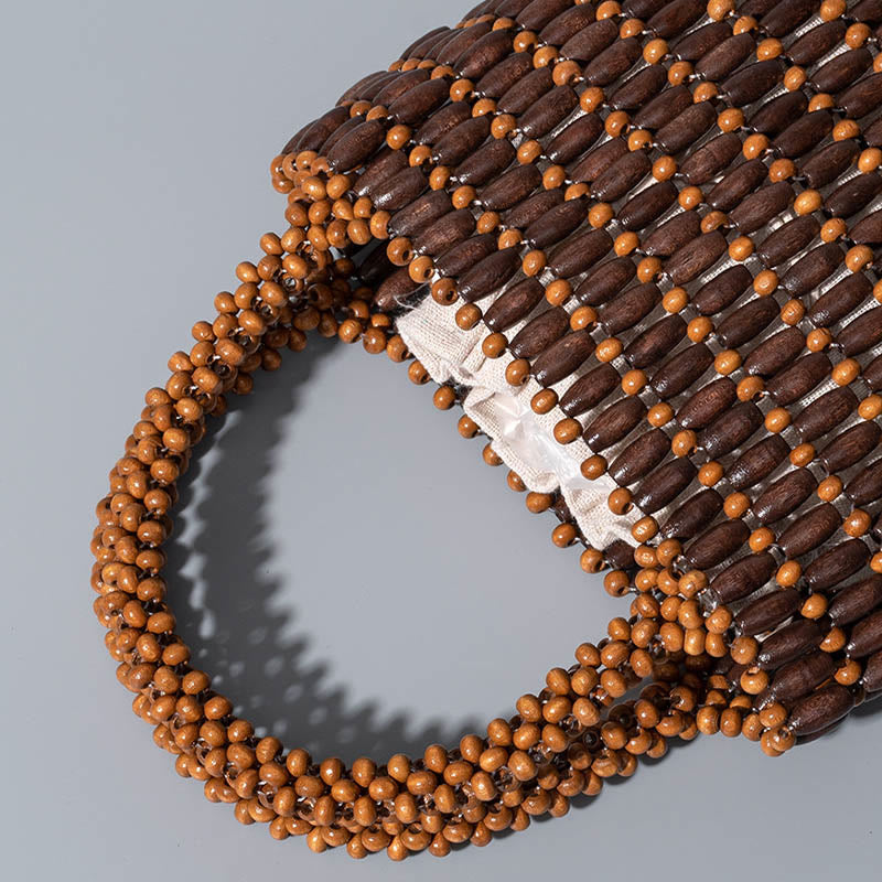 Handgewebte Handtasche aus Holzperlen - Boho Spirituelle Tasche