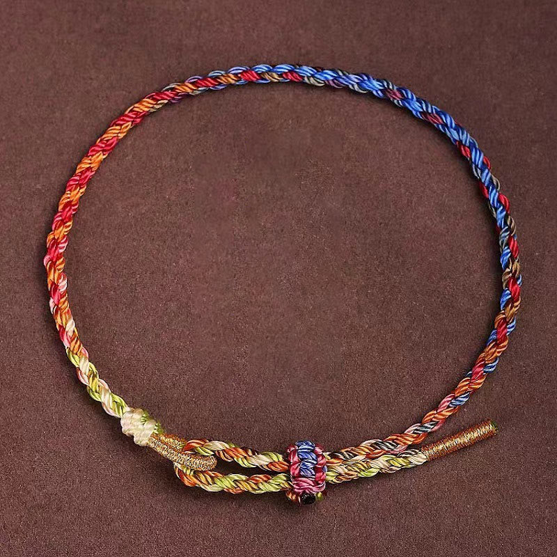 Handgefertigtes buntes Armband aus rotem Seil für Glück und Schutz