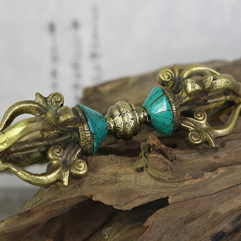 Handgefertigter tibetischer Vajra Dorje aus Kupfer mit fünf Zinken für die Erleuchtung