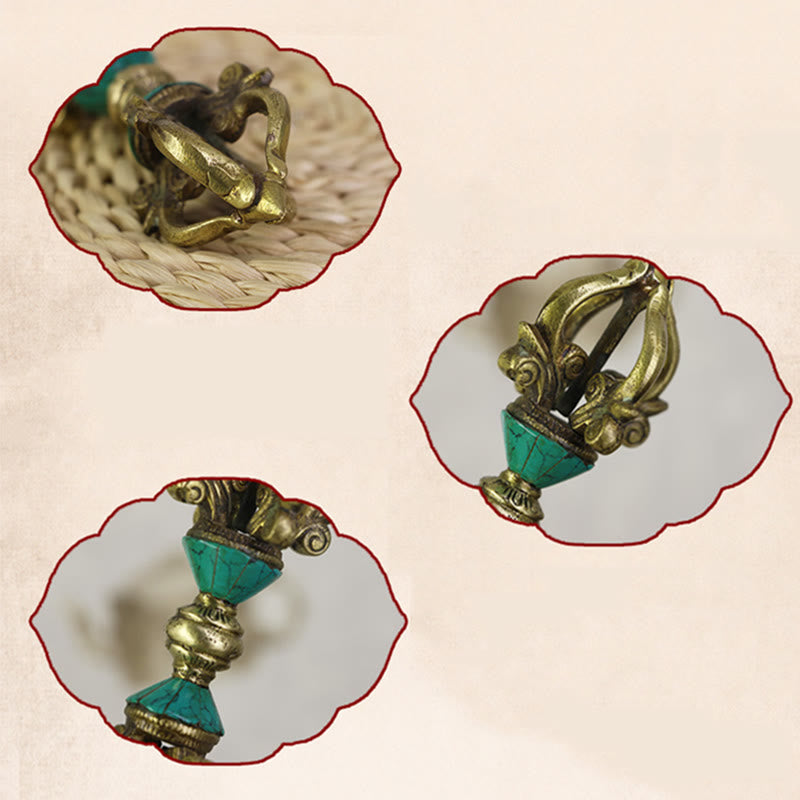 Handgefertigter tibetischer Vajra Dorje aus Kupfer mit fünf Zinken für die Erleuchtung