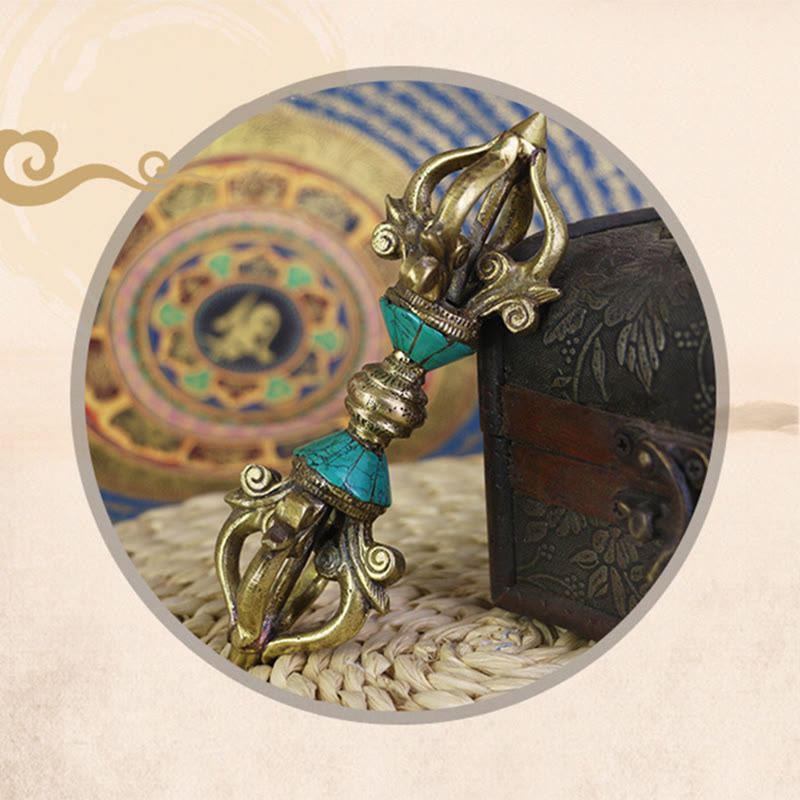 Handgefertigter tibetischer Vajra Dorje aus Kupfer mit fünf Zinken für die Erleuchtung