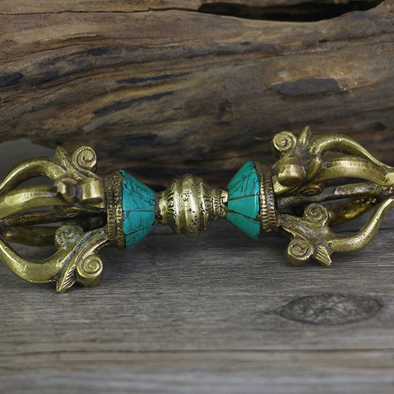 Handgefertigter tibetischer Vajra Dorje aus Kupfer mit fünf Zinken für die Erleuchtung