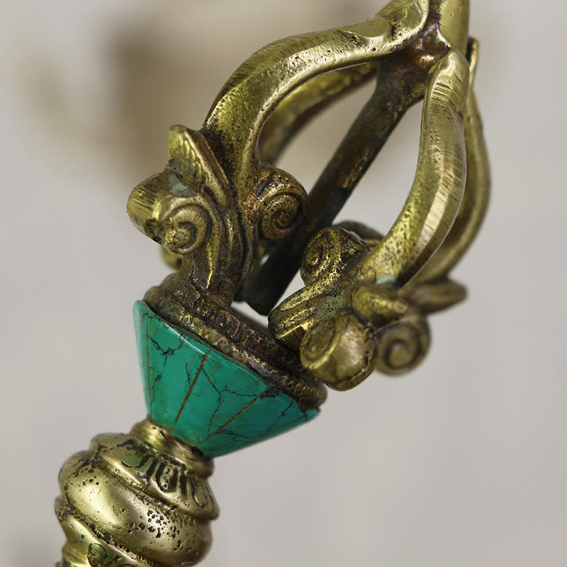 Handgefertigter tibetischer Vajra Dorje aus Kupfer mit fünf Zinken für die Erleuchtung