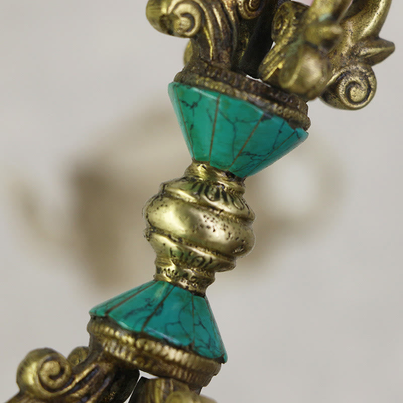 Handgefertigter tibetischer Vajra Dorje aus Kupfer mit fünf Zinken für die Erleuchtung