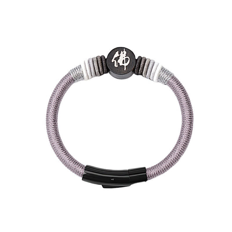 Handgefertigtes Buddha-Armband aus Ebenholz mit roter Schnur | Schutz