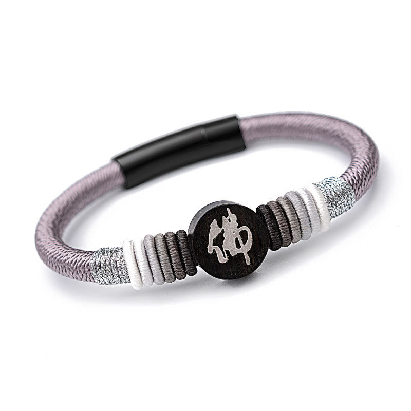 Handgefertigtes Buddha-Armband aus Ebenholz mit roter Schnur | Schutz