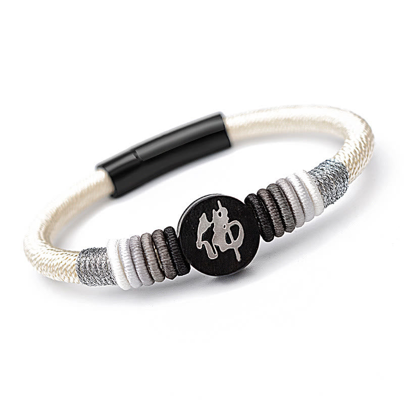 Handgefertigtes Buddha-Armband aus Ebenholz mit roter Schnur | Schutz