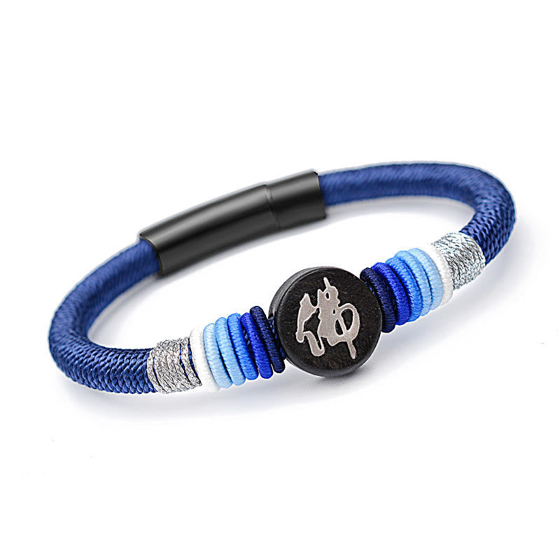 Handgefertigtes Buddha-Armband aus Ebenholz mit roter Schnur | Schutz