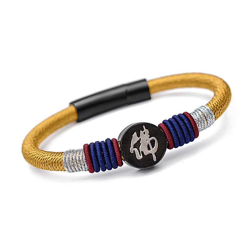 Handgefertigtes Buddha-Armband aus Ebenholz mit roter Schnur | Schutz