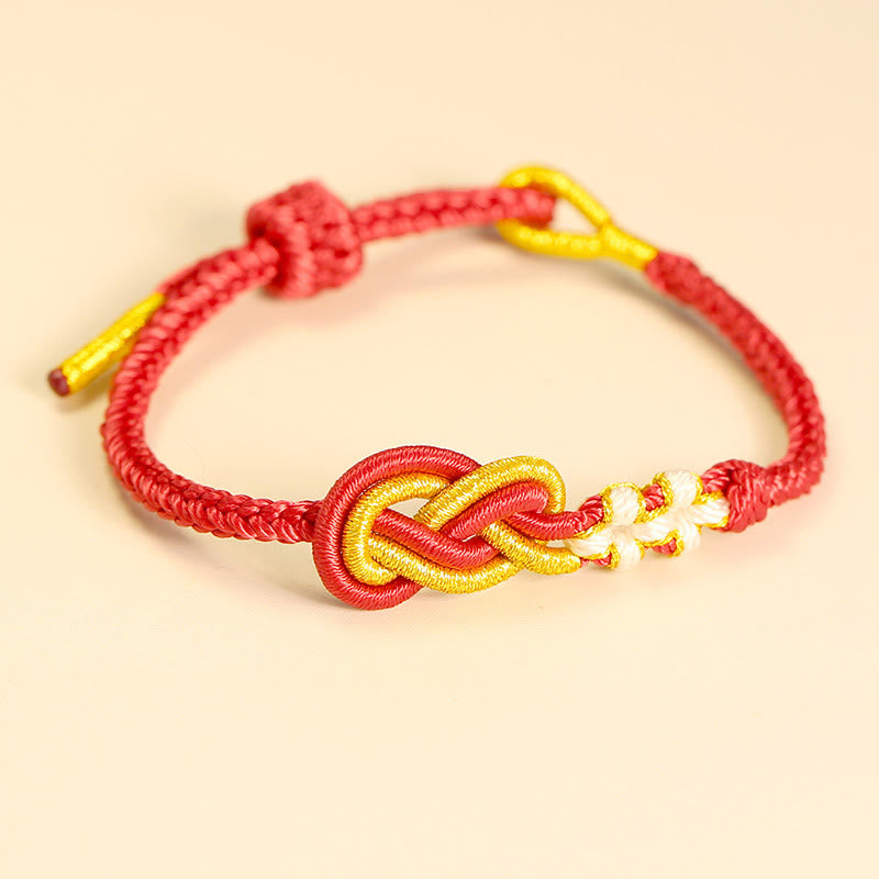Handgefertigtes Peace-Knoten-Armband mit acht Fäden und roter Schnur