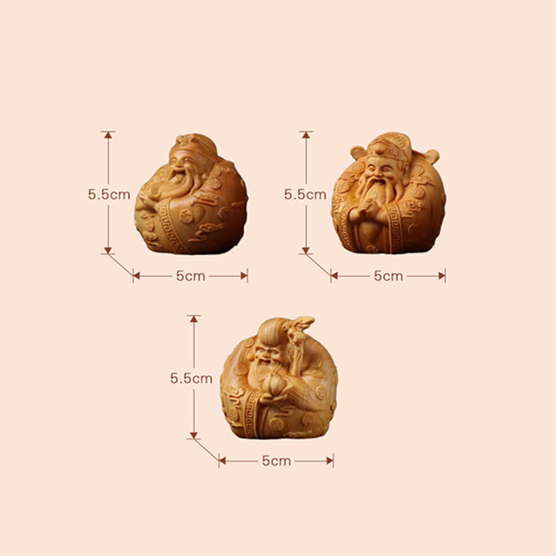 Handgefertigte Feng Shui Mini Drei Sterne Holz Wohlstandsdekoration