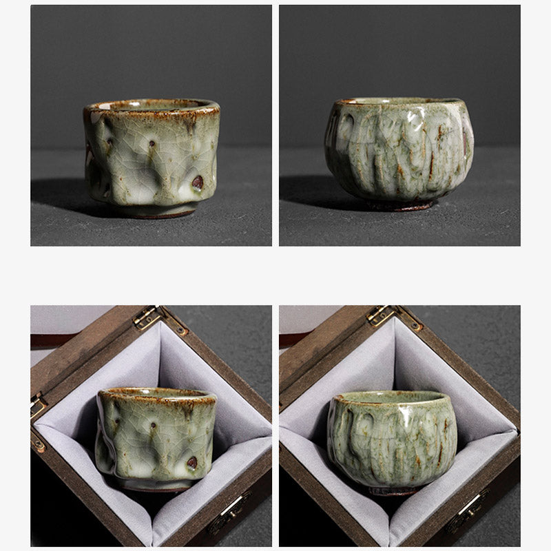 Handgefertigte Jianzhan-Keramik-Teetasse, 110 ml, mit Cracked-Ice-Textur