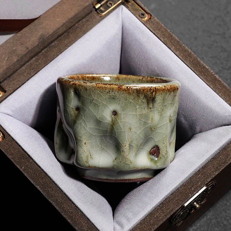 Handgefertigte Jianzhan-Keramik-Teetasse, 110 ml, mit Cracked-Ice-Textur