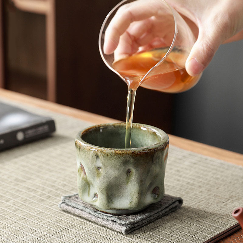 Handgefertigte Jianzhan-Keramik-Teetasse, 110 ml, mit Cracked-Ice-Textur