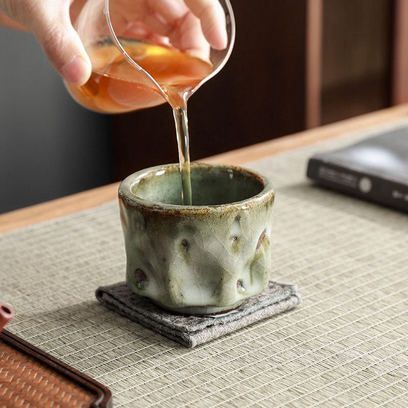Handgefertigte Jianzhan-Keramik-Teetasse, 110 ml, mit Cracked-Ice-Textur