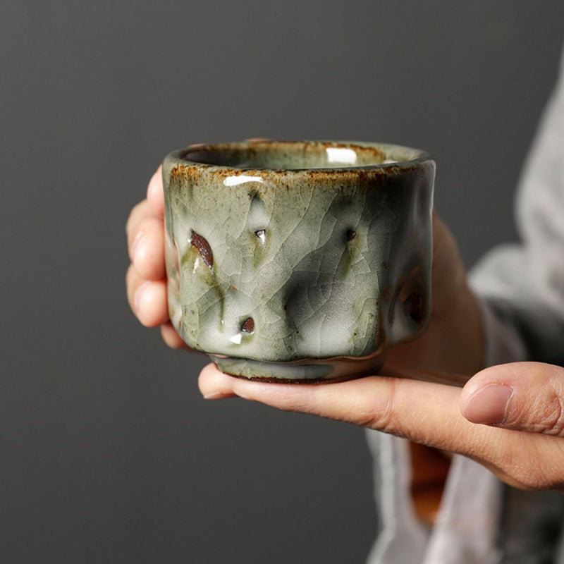 Handgefertigte Jianzhan-Keramik-Teetasse, 110 ml, mit Cracked-Ice-Textur