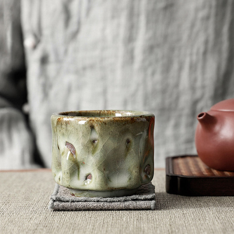 Handgefertigte Jianzhan-Keramik-Teetasse, 110 ml, mit Cracked-Ice-Textur