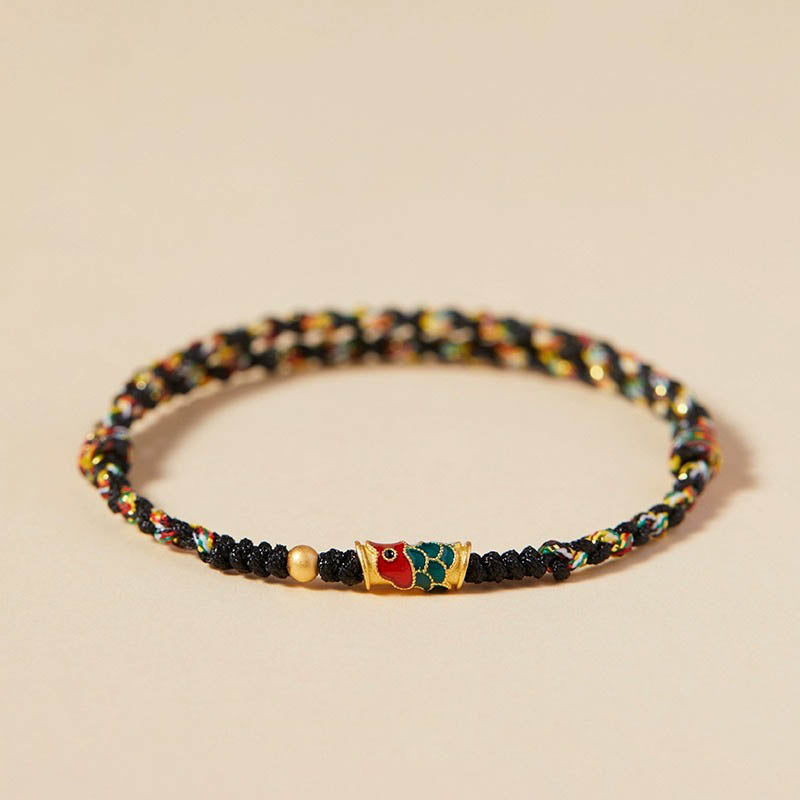 Handgefertigtes geflochtenes Armband mit Koi-Fisch-Motiv