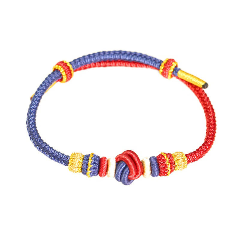Handgefertigtes zweifarbiges Peace Knot-Armband aus roter Schnur