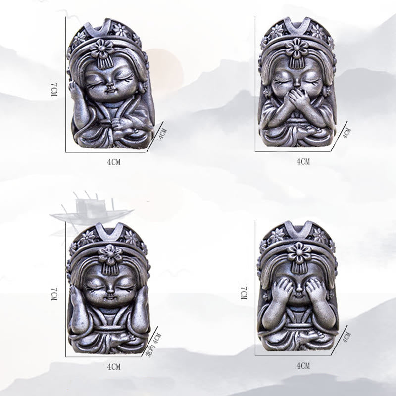 Handgefertigte 7 cm große Zakiram-Statue aus Rosteisenpulverharz