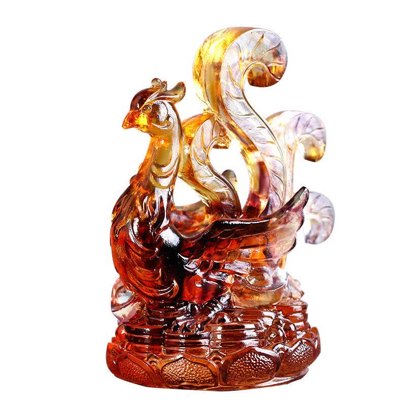 Handgefertigte azurblaue Drache-Liuli-Feng-Shui-Statue, 11 cm