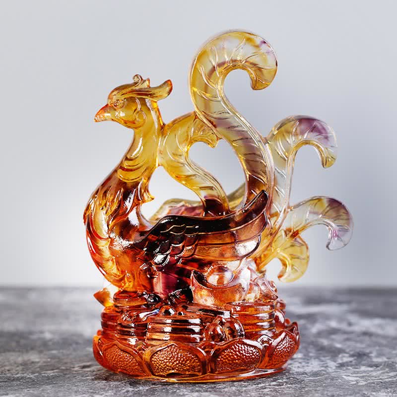 Handgefertigte azurblaue Drache-Liuli-Feng-Shui-Statue, 11 cm