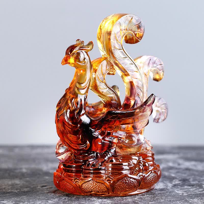 Handgefertigte azurblaue Drache-Liuli-Feng-Shui-Statue, 11 cm