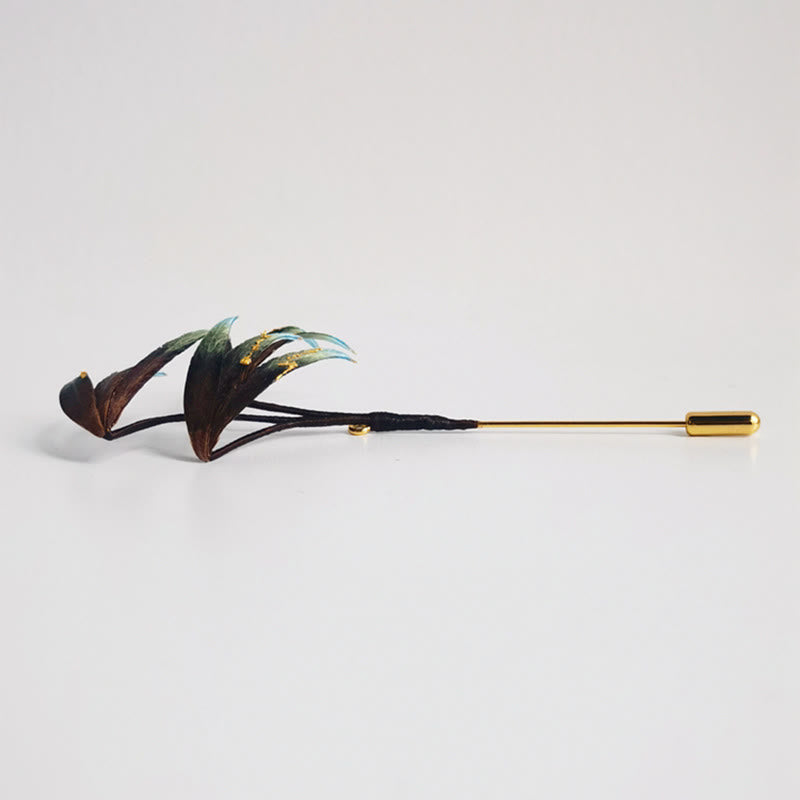 Handgemachte Bambusblätter Samtblumenbrosche