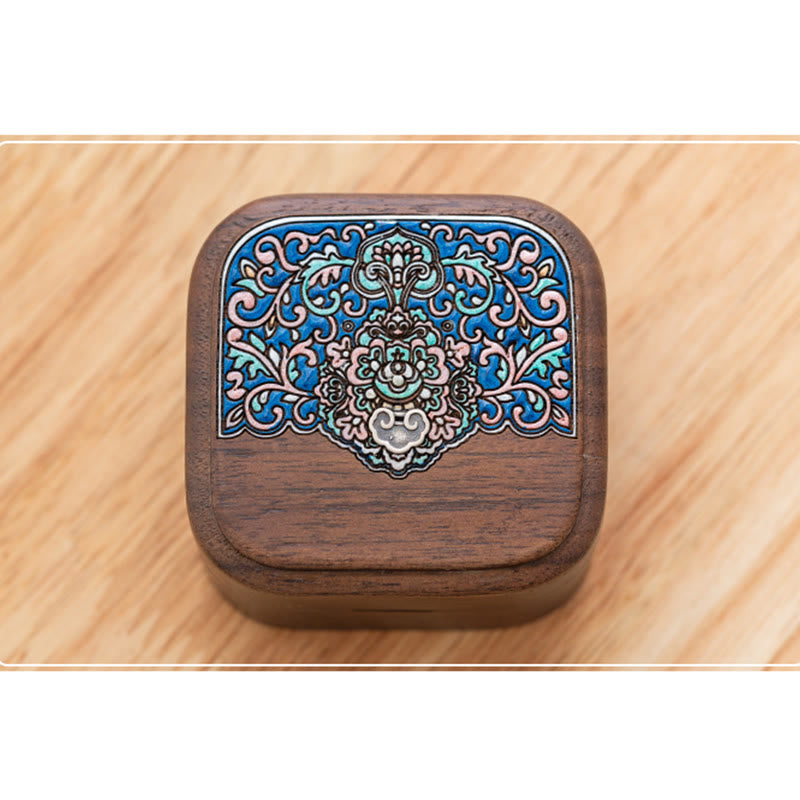 Handgemachte Ring-Schmuck-Aufbewahrungsbox aus schwarzem Walnussholz