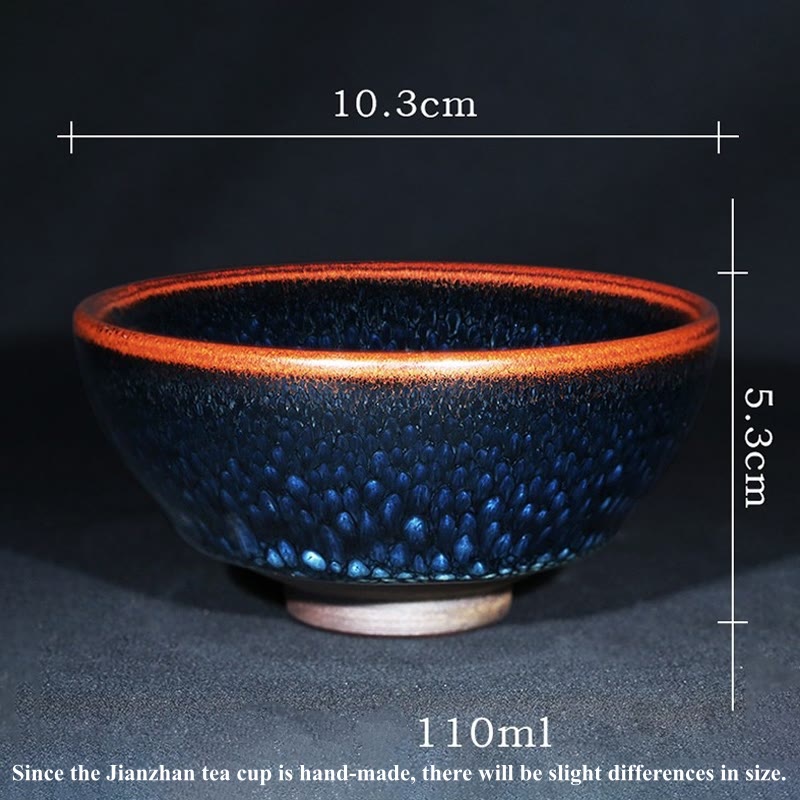 Handgefertigte Jianzhan-Keramik-Teetasse mit blauem Francolinus-Spot, 110 ml