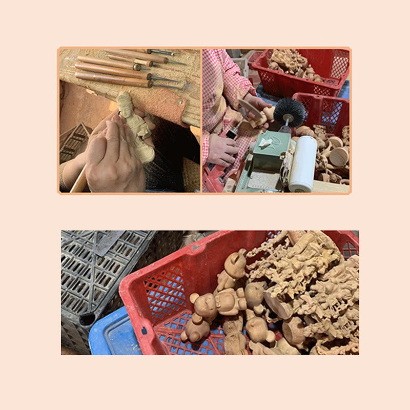 Handgefertigte Buchsbaum-Kwan-Yin-Statue, 20 cm, Avalokitesvara-Skulptur