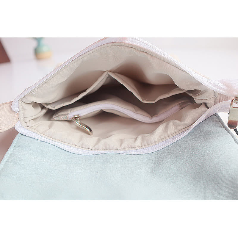 Handgefertigte Umhängetasche aus Canvas mit Pflaumenblüten, 20 x 23 cm