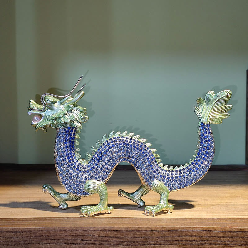 Handgefertigte chinesische Drachenstatue, Feng Shui-Dekor, 22 cm