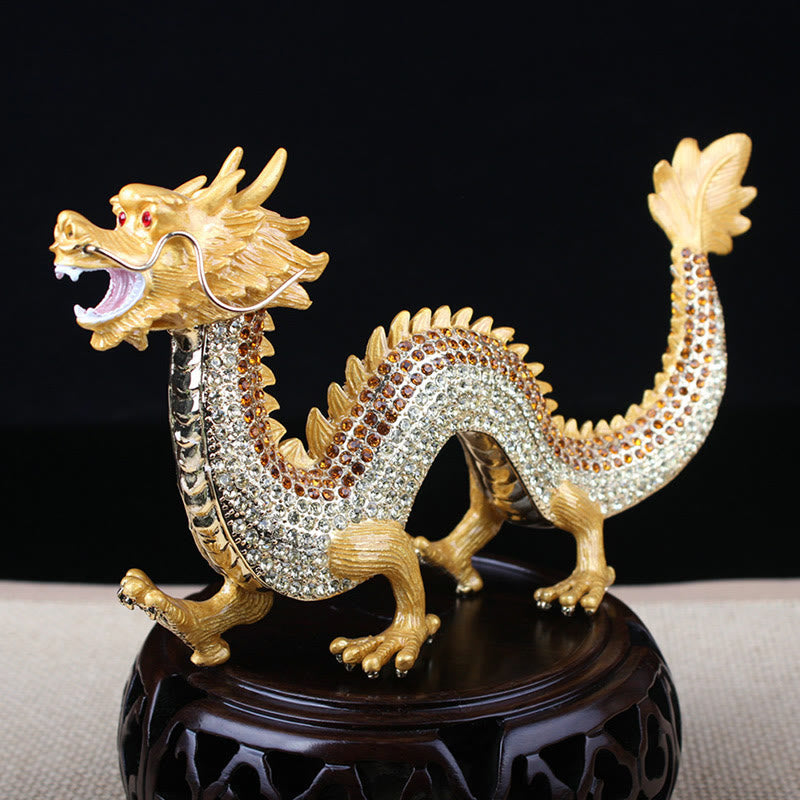 Handgefertigte chinesische Drachenstatue, Feng Shui-Dekor, 22 cm
