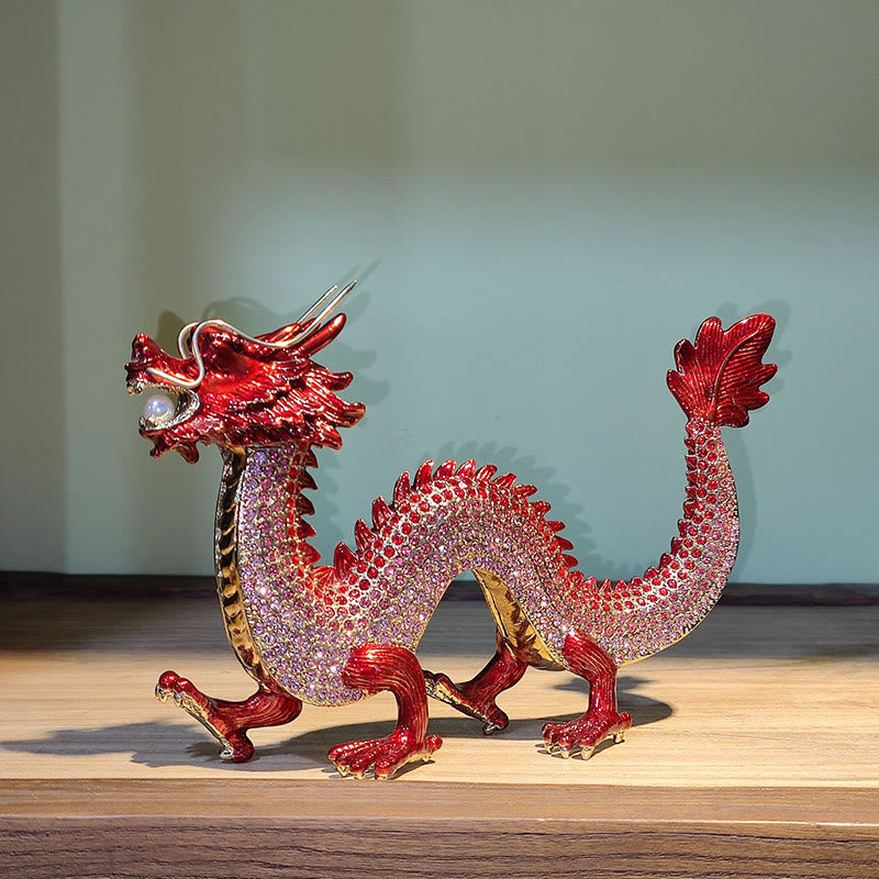 Handgefertigte chinesische Drachenstatue, Feng Shui-Dekor, 22 cm