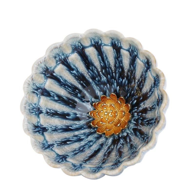 Handgefertigte chinesische Lotus-Teetasse aus Keramik von Jian Zhan, 80 ml