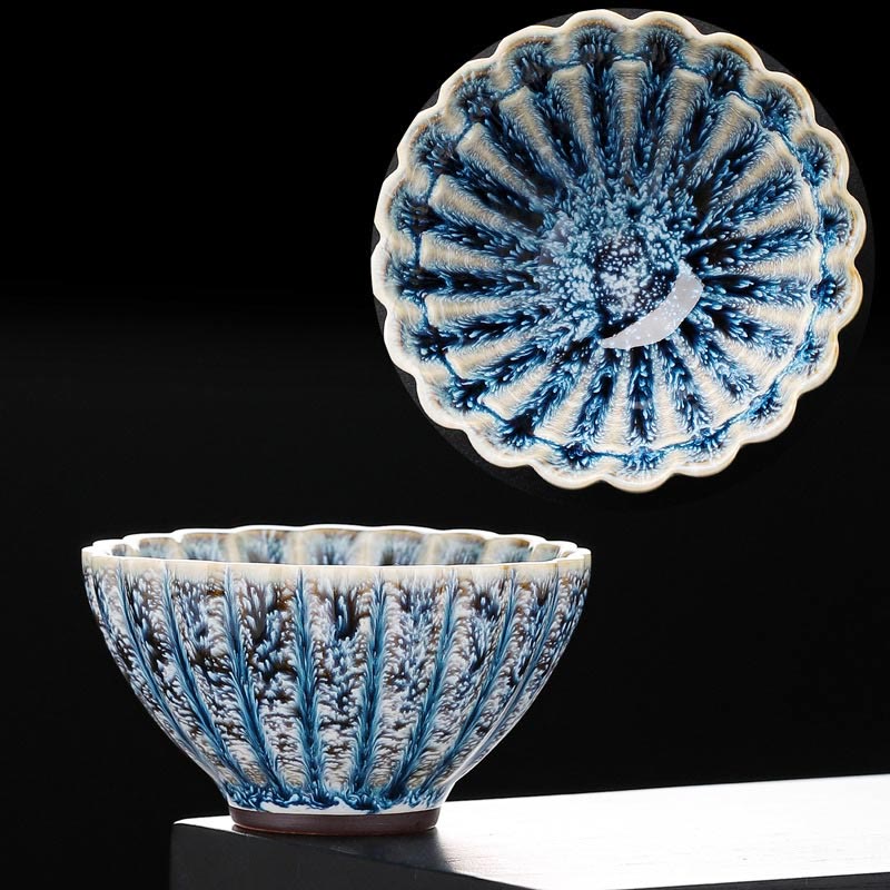 Handgefertigte chinesische Lotus-Teetasse aus Keramik von Jian Zhan, 80 ml