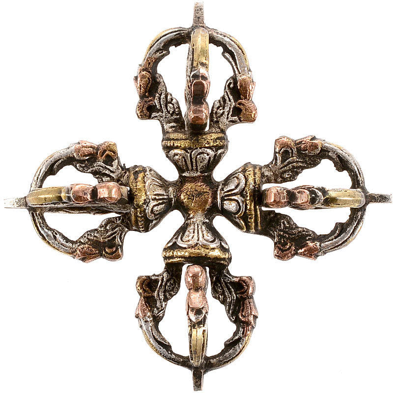 Handgefertigter Doppel-Dorje-Vajra aus Kupfer und Eisen zur Meditation