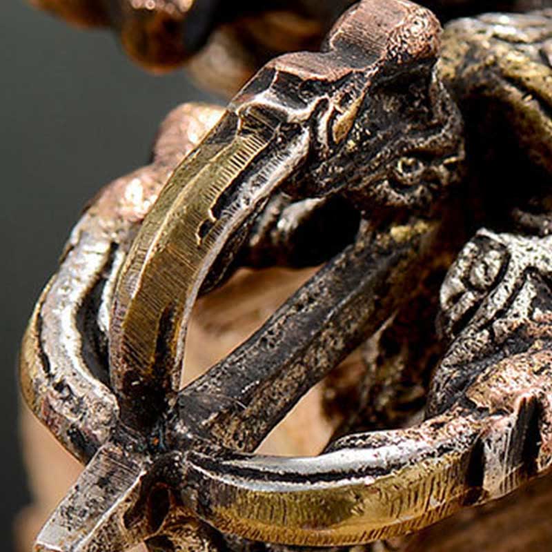 Handgefertigter Doppel-Dorje-Vajra aus Kupfer und Eisen zur Meditation