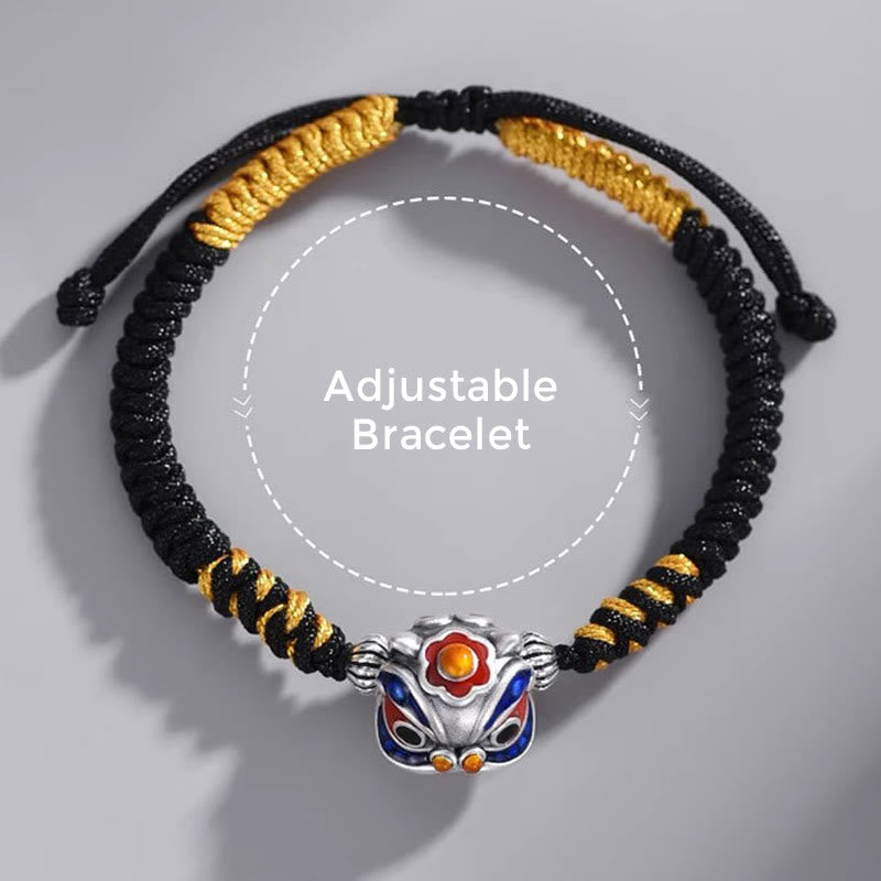 Handgemachtes tanzendes Löwenarmband mit roter Schnur zum Schutz