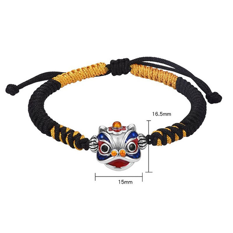 Handgemachtes tanzendes Löwenarmband mit roter Schnur zum Schutz