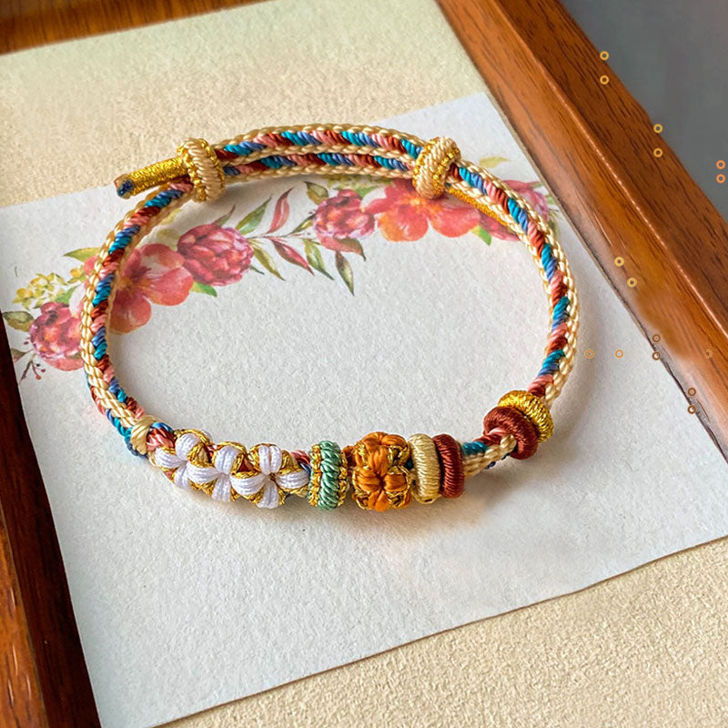 Handgemachtes Dunhuang Pfirsichblütenmuster Rotes Schnurarmband