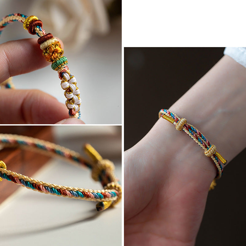 Handgemachtes Dunhuang Pfirsichblütenmuster Rotes Schnurarmband