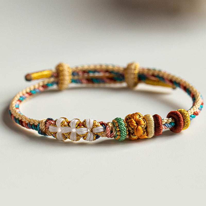 Handgemachtes Dunhuang Pfirsichblütenmuster Rotes Schnurarmband