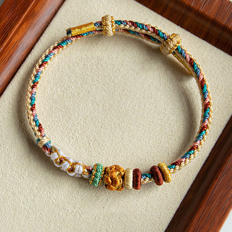 Handgemachtes Dunhuang Pfirsichblütenmuster Rotes Schnurarmband