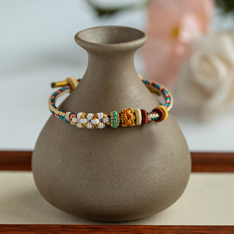 Handgemachtes Dunhuang Pfirsichblütenmuster Rotes Schnurarmband