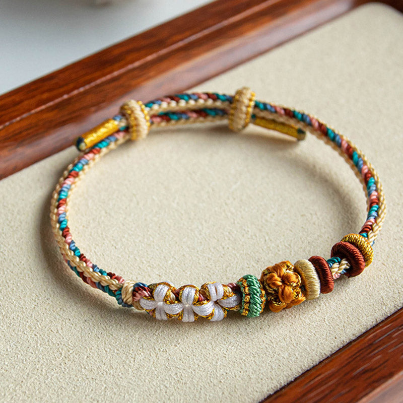 Handgemachtes Dunhuang Pfirsichblütenmuster Rotes Schnurarmband